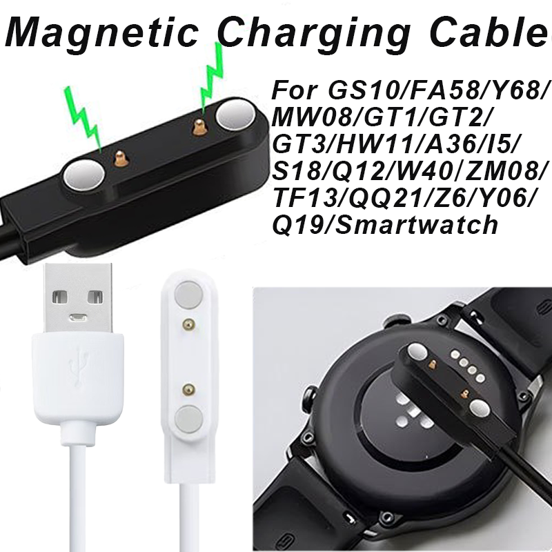 Watch Smart Y68 - Magnetisches Smartwatch-Ladekabel, kompatibel mit GS10/FA58/Y68/MW08/GT1/GT2/GT3/HW11/A36/I5/S18/Q12/W40/ZM08/TF13