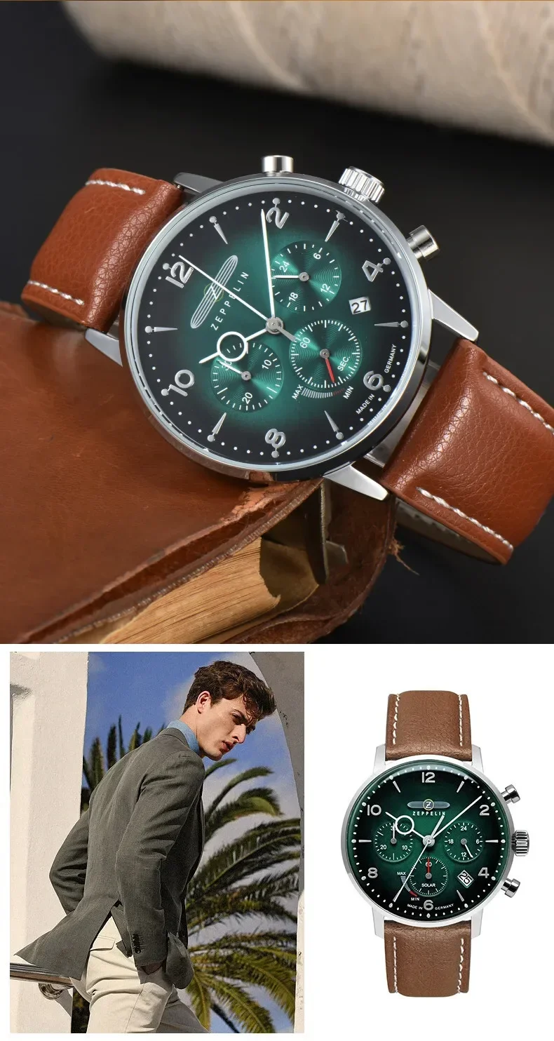 Smartwatch Trending Watches For Men - Multifunktionale Zeppelin Herren Automatik-Chronograph Quarz-Lederarmbanduhr 2026