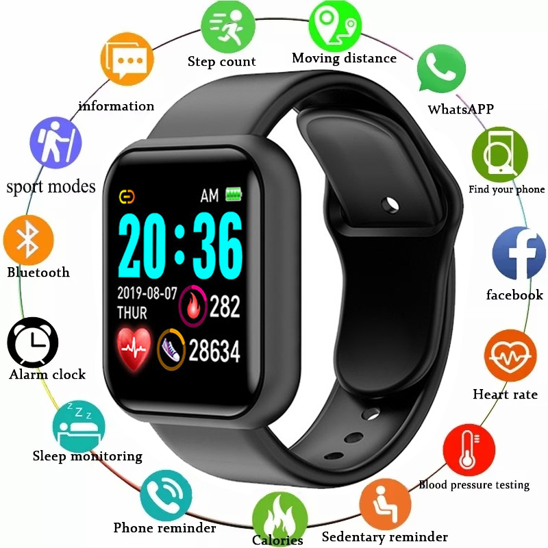 Watch Smart Y68 - Y68 Smart Uhr Männer Frauen Herzfrequenz