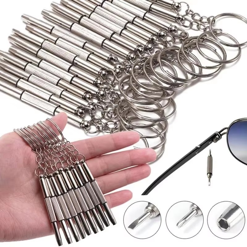 Watch Tool Repair Kit - 2-12 Stück Brillenschraubendreher, Uhrenreparatur-Set mit Schlüsselanhänger,