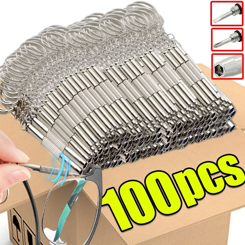 Watch Tool Repair Kit - Stahl-Brillenschraubendreher, Uhrenreparatur-Set mit Schlüsselanhänger, Tragbare Handwerkzeuge,