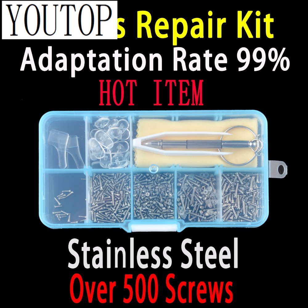 Watch Tool Repair Kit - 500-Brillen-Reparaturset, Werkzeugset, Sonnenbrillen, Schrauben, Mikro-Nasenpads, Schraubendreher,