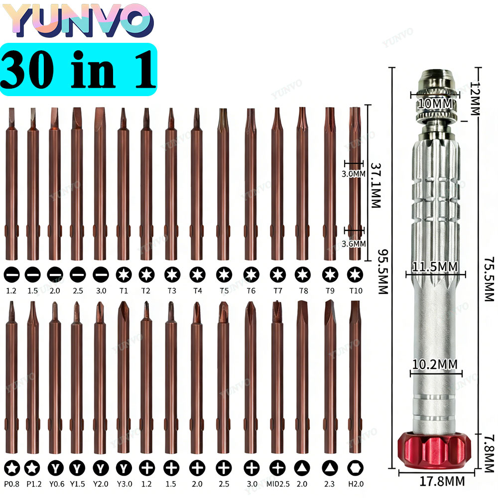 Watchmaker Screwdriver - 30-in-1 Magnetischer Präzisions-Schraubendreher-Satz, S2-Stahl-Bits, Reparatur-Werkzeugset für