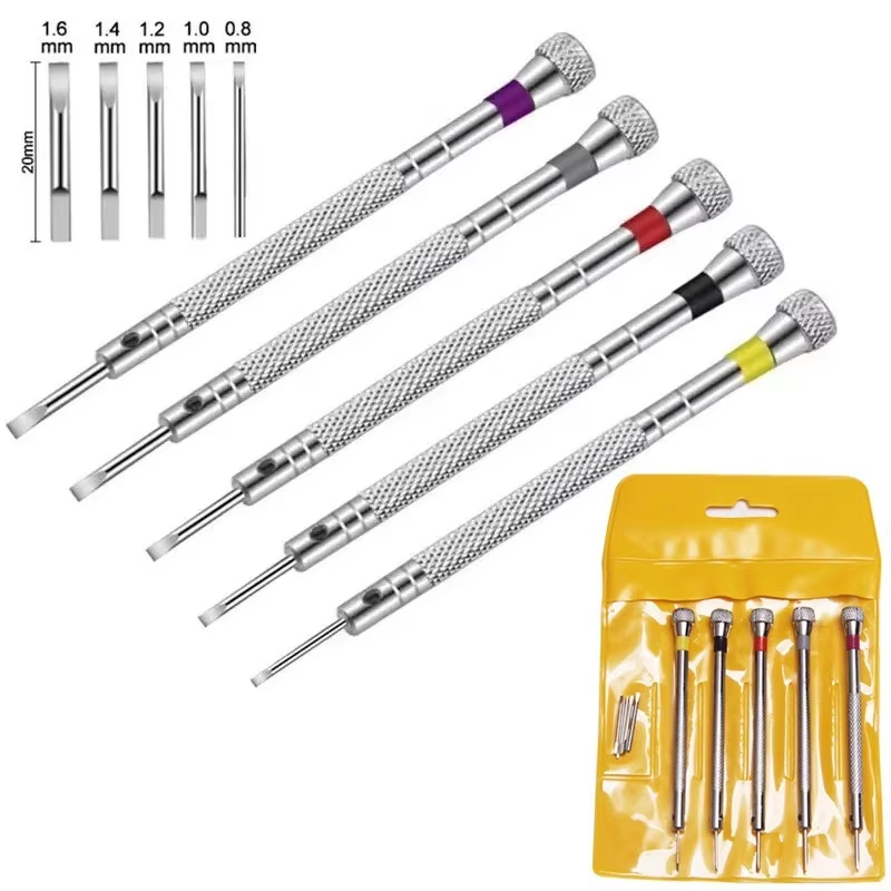 Watchmaker Screwdriver - 0,8-1,6mm Stahlschraubendreher für Uhrenreparatur Tragbare Uhrenwerkzeuge