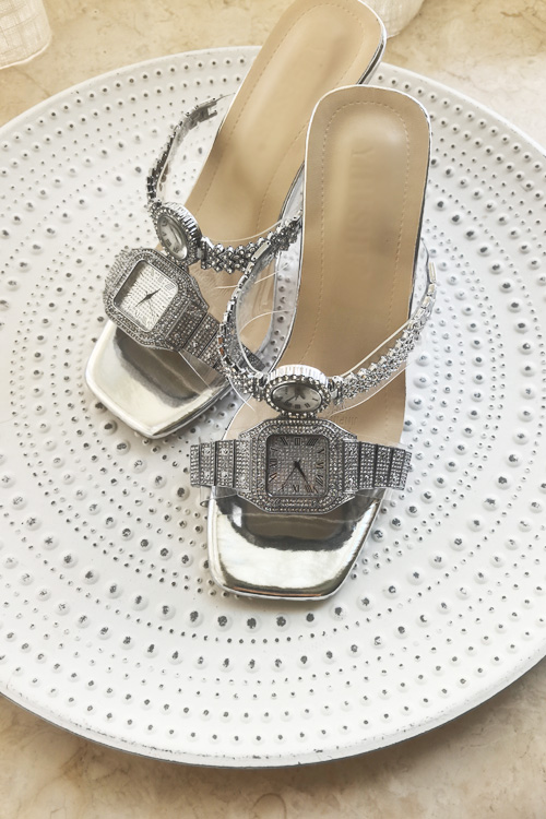 Leather Watch Strap - Originelles Design Kristalluhr High Heels Sandalen