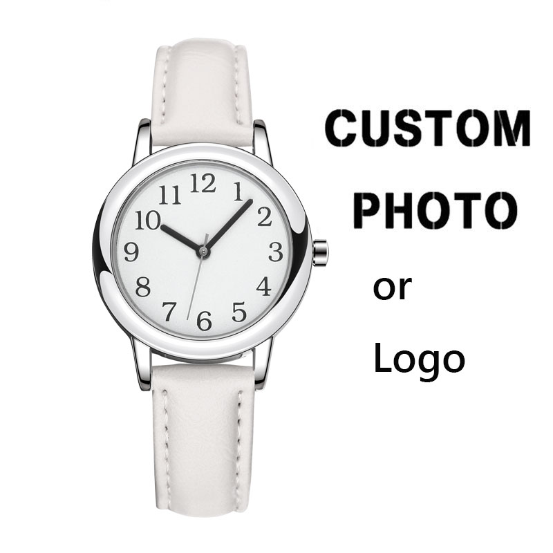 Leather Watch Strap - Weißes Armband, schlanke, individuelle Damenuhr, personalisierbarer