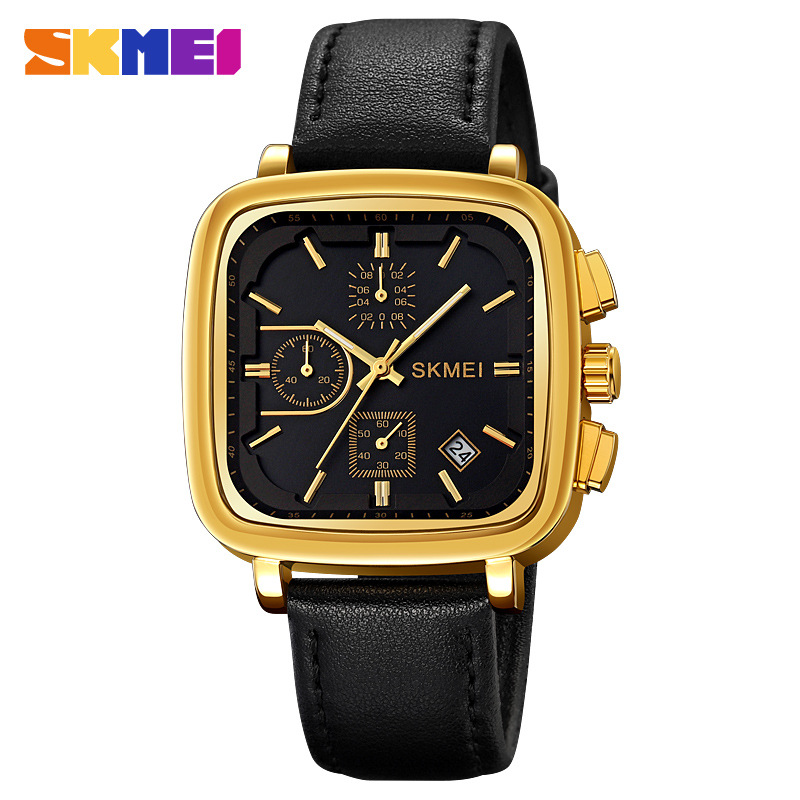 Leather Watch Strap - Quadratische Herrenuhr Quarz Wasserdicht Lederarmband Mode