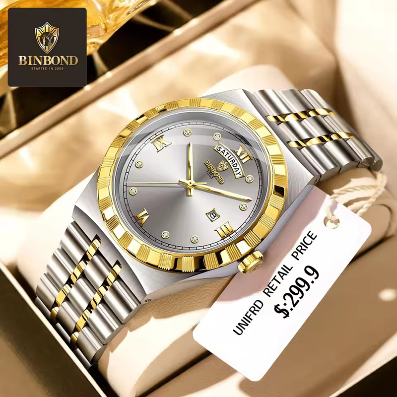 Smartwatch Trending Watches For Men - BINBOND Herrenuhr, modischer Trend, Nachtlicht, Dual-Kalender,
