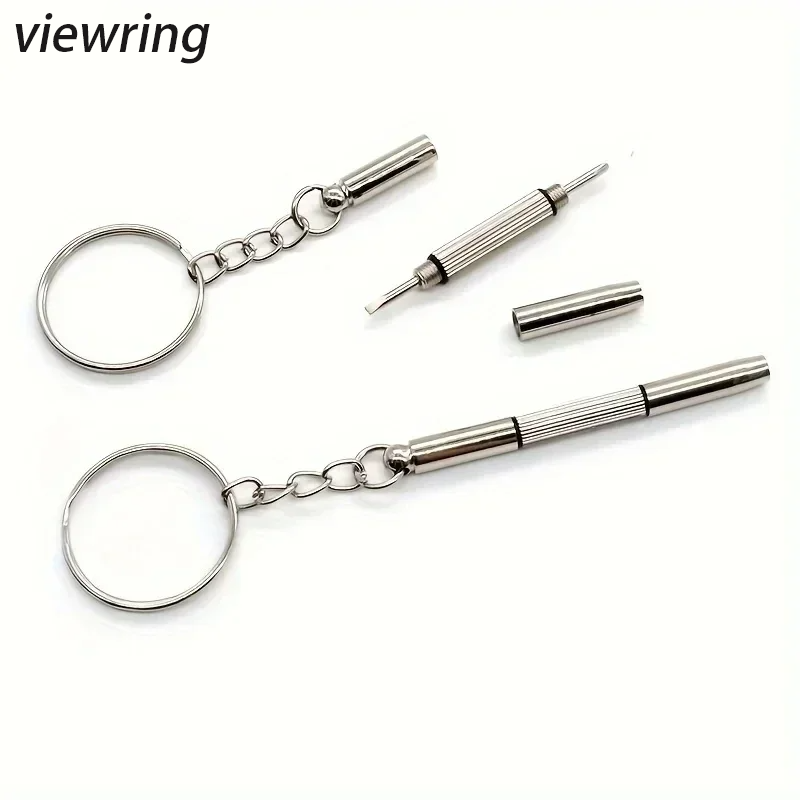 Watch Tool Repair Kit - Stahl-Brillenschraubendreher, Uhrenreparatur-Set mit Schlüsselanhänger, Tragbare Handwerkzeuge,