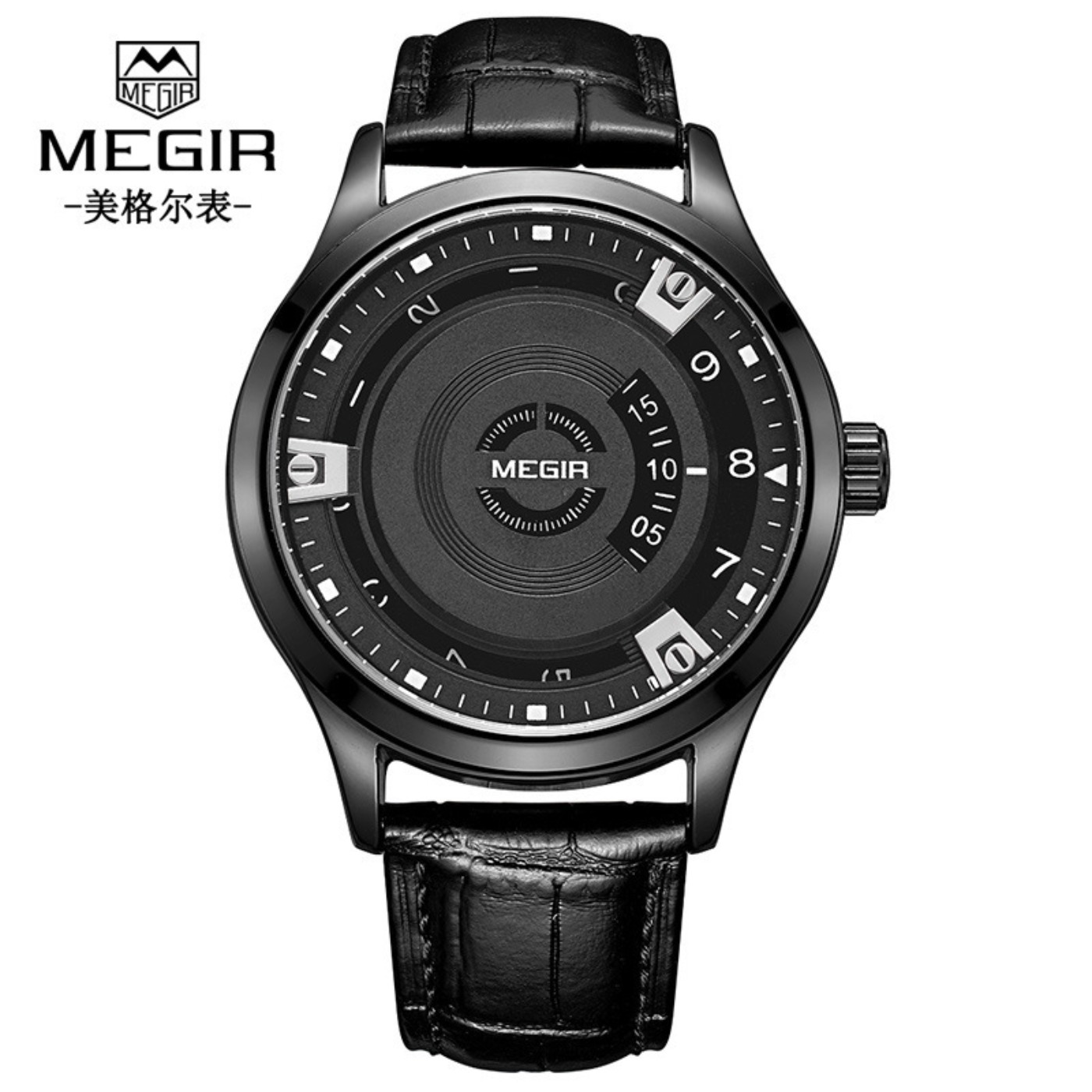 Leather Watch Strap - MEGIR Herrenuhren Luxus Lederarmband Sport Militäruhr