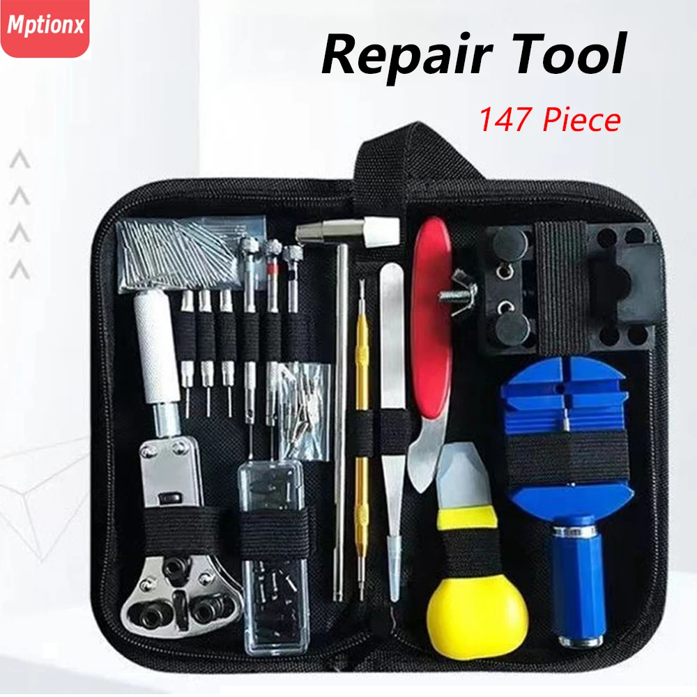 Watchmaker Screwdriver - 147-teiliges Uhrenöffner-Reparaturset Uhrengehäuse-Reparaturwerkzeug Uhrenarmband-Öffner Aufbewahrungstasche Schraubendreher
