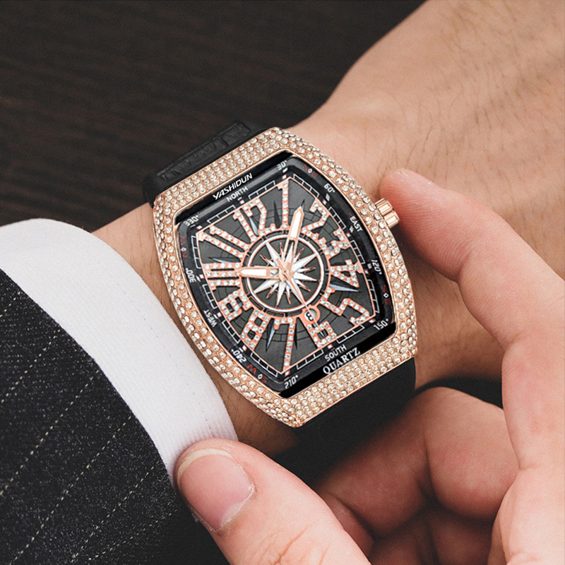 Smartwatch Trending Watches For Men - Neue Männer Uhr Quarzuhr Diamant Wein