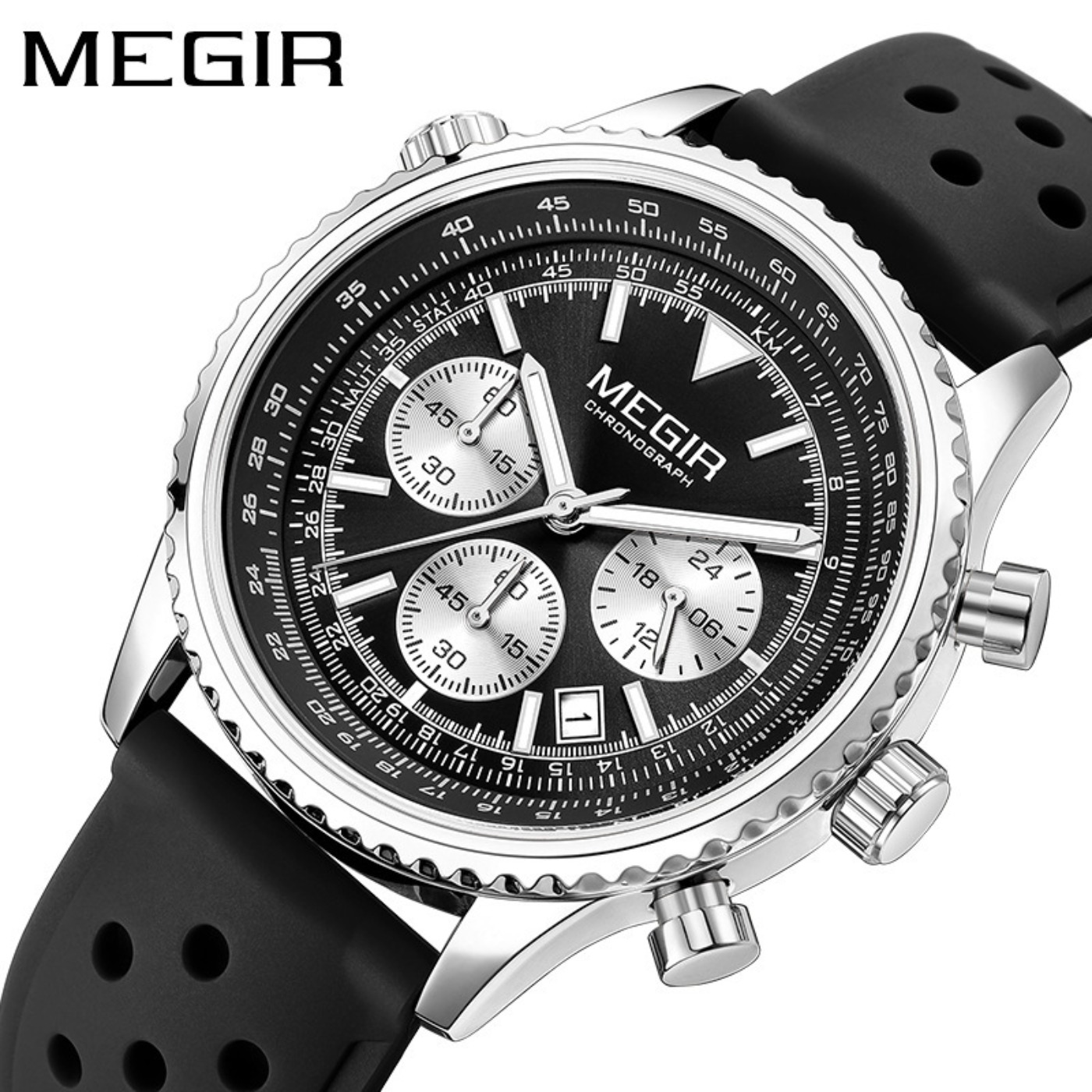 MEGIR Silber-Schwarze Quarzuhr – Leather Watch Strap Bewertung und Preis